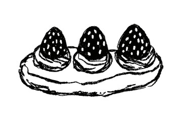 Hand-drawn Strawberry Eclair doodle illustration