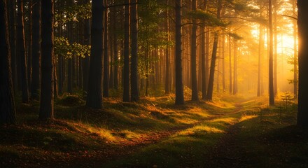 Forest Path at Sunrise
