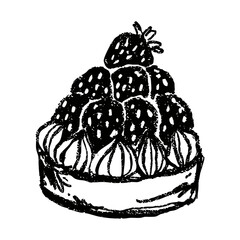 Hand-drawn strawberry tart doodle