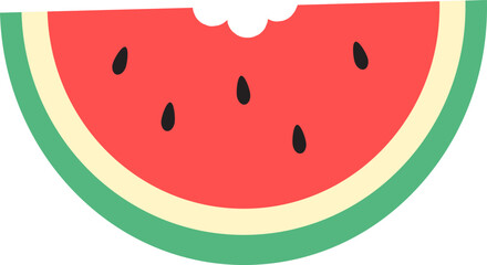 Bitten Watermelon Slice Vector Illustration