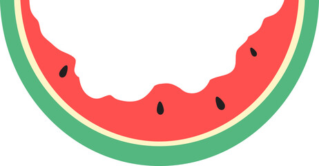 Bitten Watermelon Slice Vector Illustration