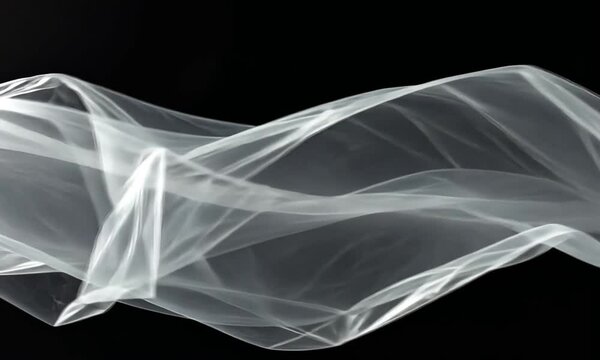 Clear plastic wrap texture on black background stock footage for design and video editing use