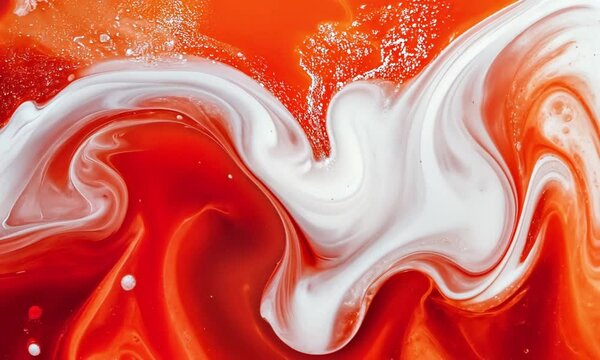 Abstract Red and White Liquid Swirl Background