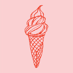 Hand-drawn Ice Cream doodle illustration