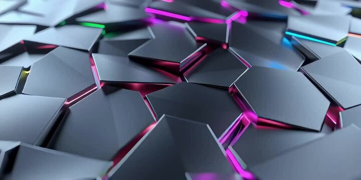 The exagon tech. Artistic Inmersive motion in high resolution, ideal screen, web, social media and advertising. Artistic design with futuristic shapes.	
