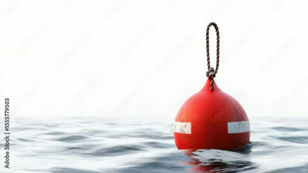 Poster a lone red buoy floats on the surface of a calm body of water, perfect for use in ocean or lake them