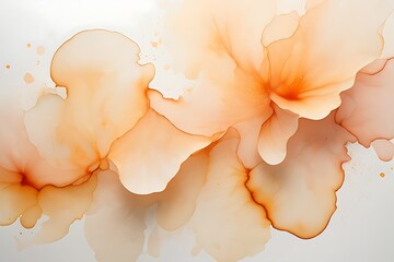 Soft Abstract Watercolor Bloom with Delicate Orange and Peach Tones Flowing Gracefully