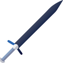 Stylized Illustration of a Medieval Sword with Blue and Gray Accents on White