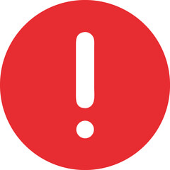 Red Circle with White Exclamation Point Symbol for Warning and Alert