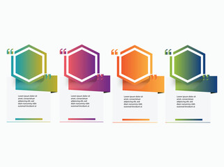 Horizontal infographic template with five colorful gradient hexagon banners for modern presentation.