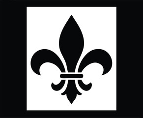Classic Fleur de Lis Symbol in Black and White Elegant Heraldic Design Element for Various Applications © AbuBokor