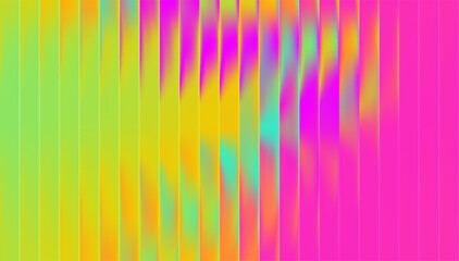 Obraz na płótnie Canvas Y2K neon glass gradient background with abstract color and neon blur texture. Vector graphic poster with vibrant hologram prism glow. Ribbed fluted effect enhances futuristic flair.