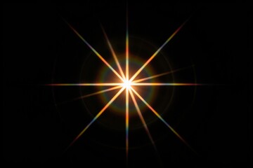 A bright, glowing star shines in the darkness, with rays extending outward. Its warm, golden light creates a striking and elegant look suitable for various design projects.