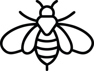 Simple Line Art Illustration of a Bee with Stripes and Wings