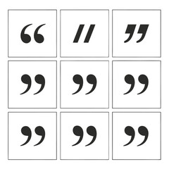 Collection of Quotation Mark Symbols on White Background in a Grid Pattern