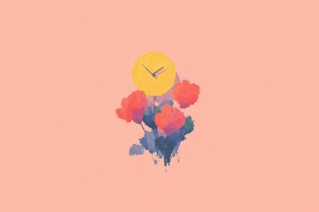 A retro-style illustration featuring the word 'JUNE' with a rising sun backdrop, encapsulating a vibrant summer vibe.. Beautiful simple AI generated image