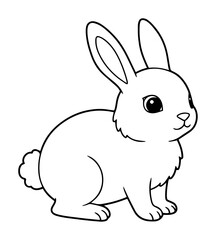 sitting bunny outline vector illustration for easter and kids