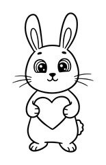 Fototapeta premium cute bunny holding heart outline vector for valentine