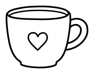 heart cup outline vector for valentine coffee or tea theme