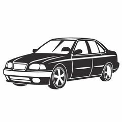 Classic Sedan Car Silhouette Vector Illustration