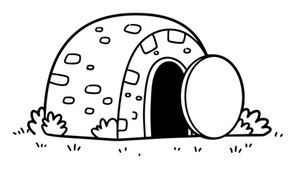 stone tomb outline vector icon for easter or biblical theme