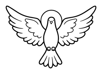 dove with halo outline vector icon for holy spirit theme