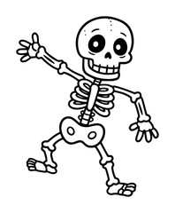 dancing skeleton outline vector for halloween or fun theme