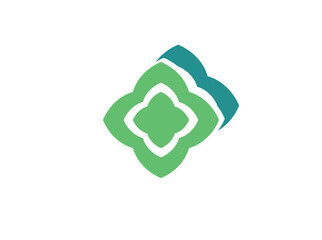 Abstract green geometric logo icon with modern minimalist style on white background