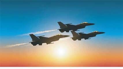 Fighter Jets Silhouette at Sunset Air Power and Aviation