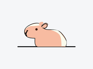 Cute cartoon capybara sitting illustration.
