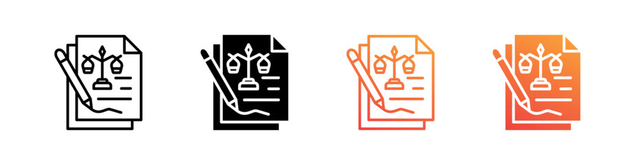 Legal Contract Multiple Style Icon Set Vector 