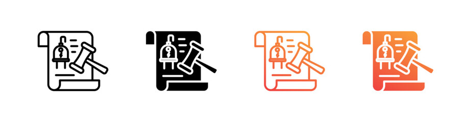 Power Attorney Multiple Style Icon Set Vector 