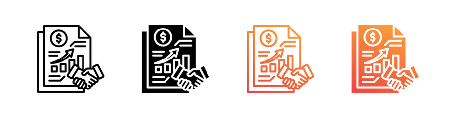 Escrow Multiple Style Icon Set Vector 