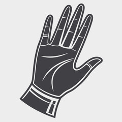 Stylized Dark Gray Hand with White Outline on Light Gray Background