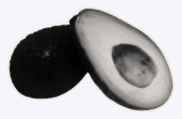 Raw avocado, ripe exotic fruit in halftone modern art style. Cutout from magazine for collage design with grunge texture. Peruvian pear, raw avocado, healthy ingredient. Vector, black and white.
