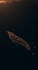 Island Aerial View Dark Sea