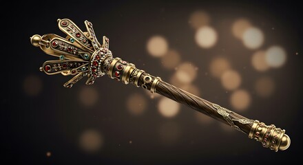 Ornate Scepter with Jewels and Gold