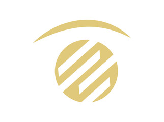Golden circle stripe logo – Round golden circle with diagonal stripe.