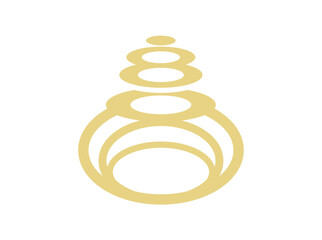 Zen circle stack logo – Golden stacked circle design.