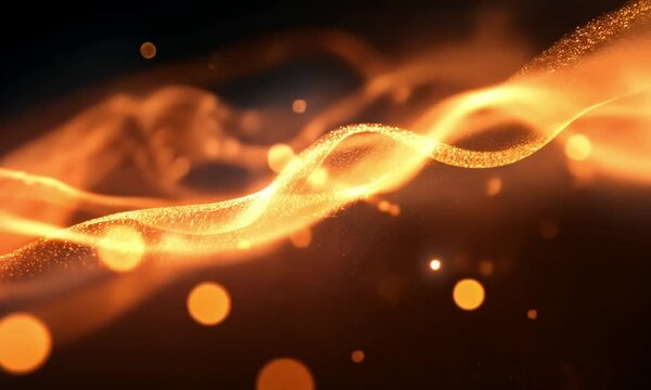 Gold abstract particles flowing animation background seamless loop for visuals and motion graphics