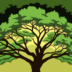 Obraz premium green tree silhouette