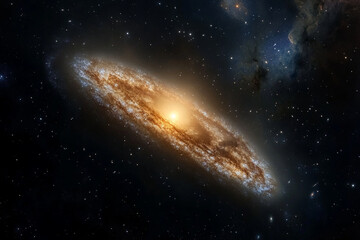 Fototapeta premium Glowing quasar emitting powerful jets of energy in deep space