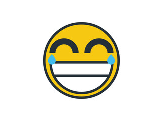 Vector illustration of a yellow house-shaped emoji with a big smile and tears of joy. Creative emoticon design for real estate, housing apps, fun messaging, and communication concepts."
reee