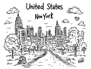 Obraz premium new york city central park skyline sketch