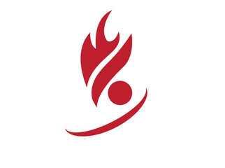Modern flame logo – Minimal red flame abstract symbol.