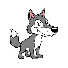 vector illustration of cartoon wolf
