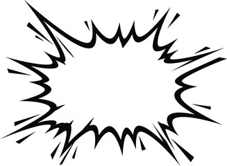 A dynamic, blank comic book speech bubble with radiating energy lines.