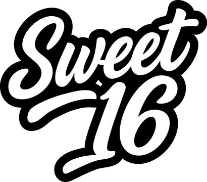 sweet 16 logo in black over white