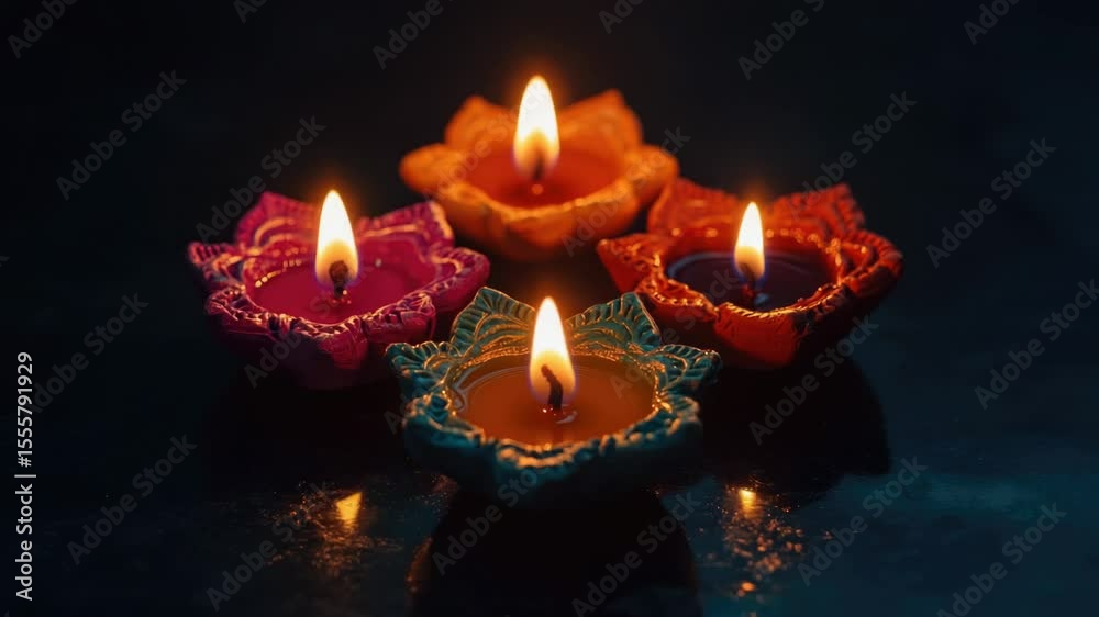 Poster A simple and elegant still life scene featuring three candles placed on a table, suitable for use in interior design or product photography