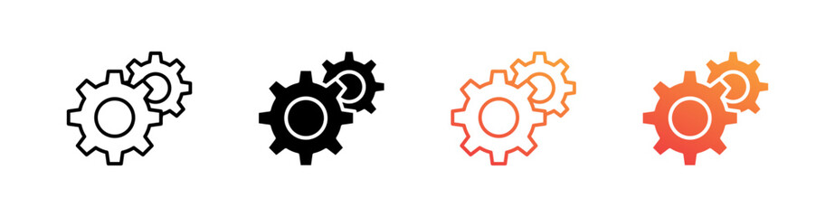 Cogwheel Multiple Style Icon Set Vector 